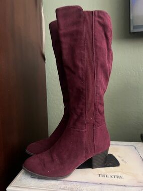 Style & Co. Burgundy Suede Over-the-Knee Boots